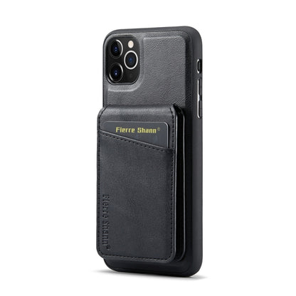 For iPhone 11 Pro Max Fierre Shann Cowhide Vertical Flip Magnetic Card Holder Phone Case(Black) - iPhone 11 Pro Max Cases by FIERRE SHANN | Online Shopping UK | buy2fix