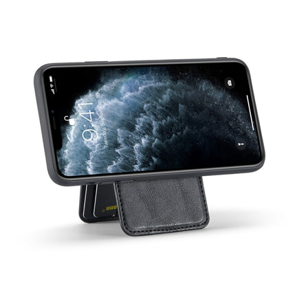 For iPhone 11 Pro Max Fierre Shann Cowhide Vertical Flip Magnetic Card Holder Phone Case(Black) - iPhone 11 Pro Max Cases by FIERRE SHANN | Online Shopping UK | buy2fix