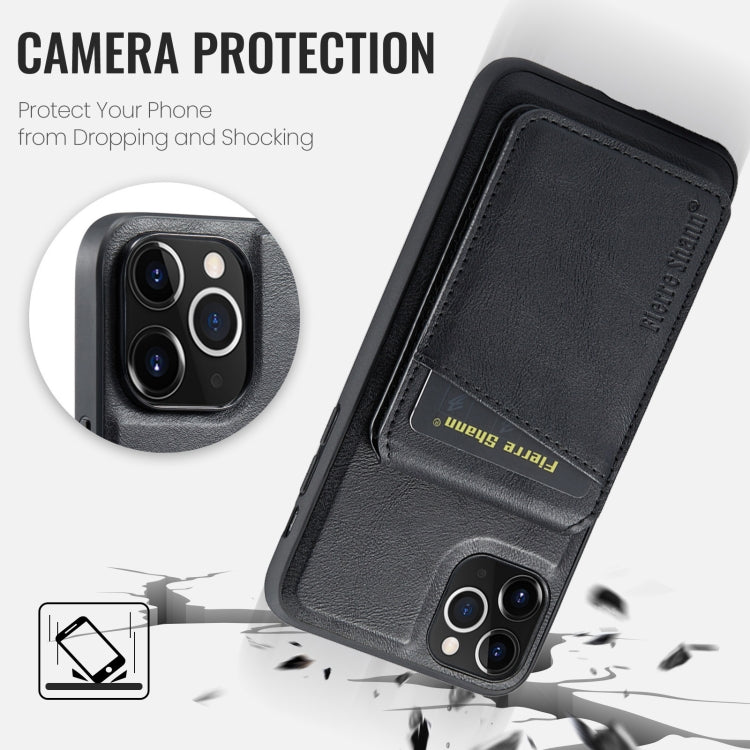 For iPhone 11 Pro Max Fierre Shann Cowhide Vertical Flip Magnetic Card Holder Phone Case(Black) - iPhone 11 Pro Max Cases by FIERRE SHANN | Online Shopping UK | buy2fix