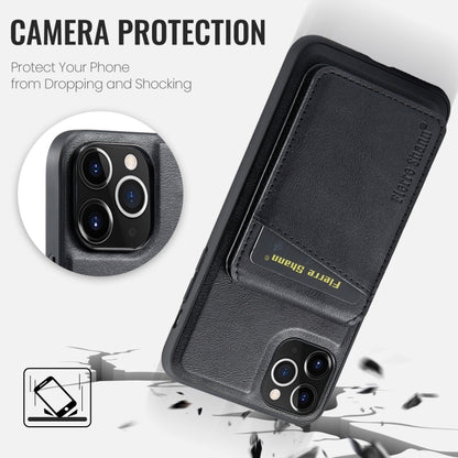 For iPhone 11 Pro Max Fierre Shann Cowhide Vertical Flip Magnetic Card Holder Phone Case(Black) - iPhone 11 Pro Max Cases by FIERRE SHANN | Online Shopping UK | buy2fix