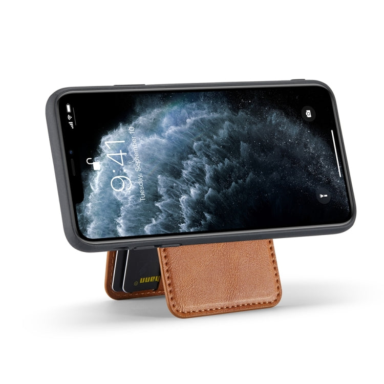 For iPhone 11 Pro Max Fierre Shann Cowhide Vertical Flip Magnetic Card Holder Phone Case(Brown) - iPhone 11 Pro Max Cases by FIERRE SHANN | Online Shopping UK | buy2fix