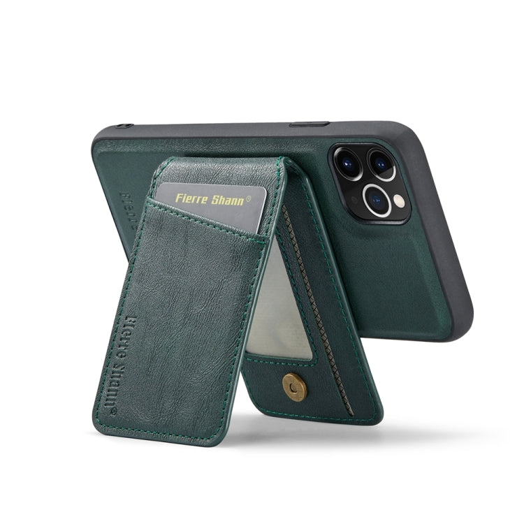 For iPhone 11 Pro Max Fierre Shann Cowhide Vertical Flip Magnetic Card Holder Phone Case(Green) - iPhone 11 Pro Max Cases by FIERRE SHANN | Online Shopping UK | buy2fix