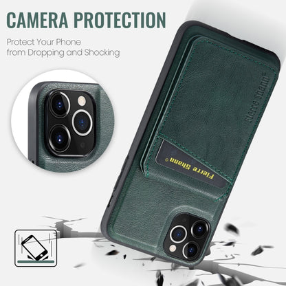 For iPhone 11 Pro Max Fierre Shann Cowhide Vertical Flip Magnetic Card Holder Phone Case(Green) - iPhone 11 Pro Max Cases by FIERRE SHANN | Online Shopping UK | buy2fix