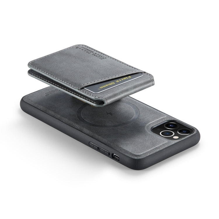 For iPhone 11 Pro Max Fierre Shann Cowhide Vertical Flip Magnetic Card Holder Phone Case(Grey) - iPhone 11 Pro Max Cases by FIERRE SHANN | Online Shopping UK | buy2fix