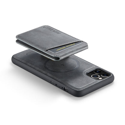 For iPhone 11 Pro Max Fierre Shann Cowhide Vertical Flip Magnetic Card Holder Phone Case(Grey) - iPhone 11 Pro Max Cases by FIERRE SHANN | Online Shopping UK | buy2fix