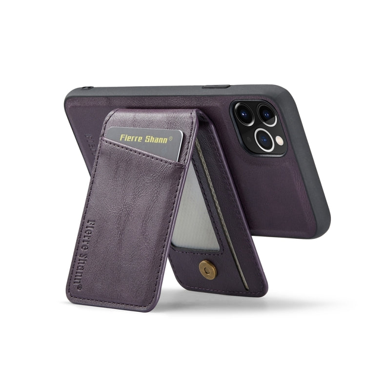 For iPhone 11 Pro Max Fierre Shann Cowhide Vertical Flip Magnetic Card Holder Phone Case(Purple) - iPhone 11 Pro Max Cases by FIERRE SHANN | Online Shopping UK | buy2fix