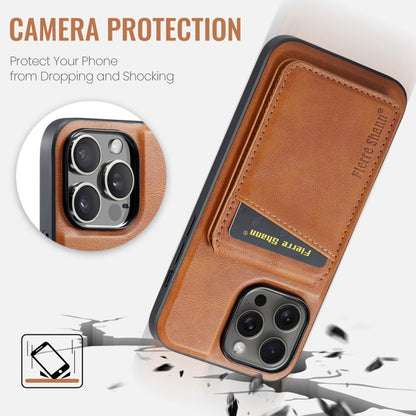 For iPhone 16 Pro Max Fierre Shann Oil Wax Cow Leather Magnetic Card Holder Phone Case(Brown) - iPhone 16 Pro Max Cases by FIERRE SHANN | Online Shopping UK | buy2fix