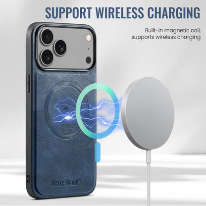 For iPhone 17 Pro Max Fierre Shann Cowhide Vertical Flip Magnetic Card Holder Phone Case(Blue) - iPhone 17 Pro Max Cases by FIERRE SHANN | Online Shopping UK | buy2fix