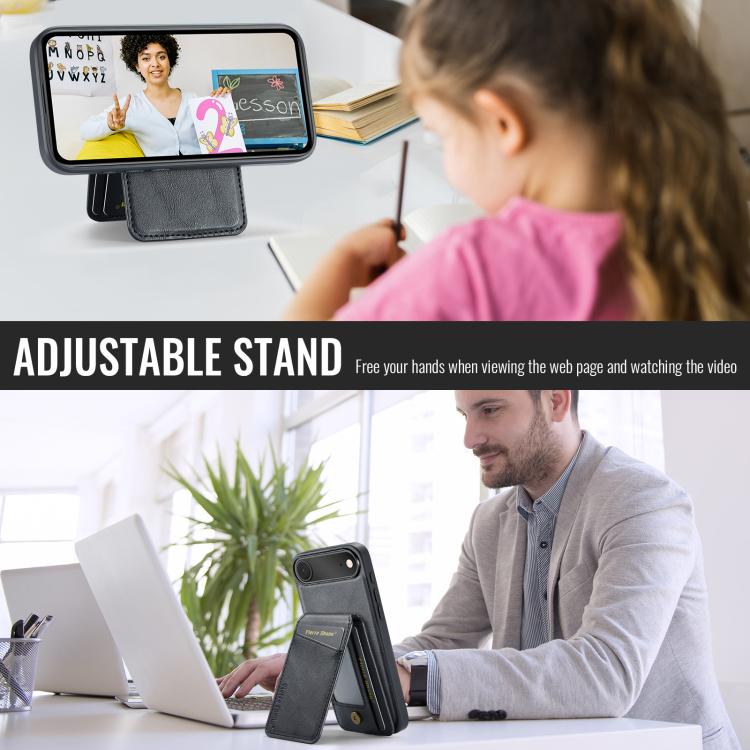 For iPhone Air Fierre Shann Cowhide Vertical Flip Magnetic Card Holder Phone Case(Black) - iPhone Air Cases by FIERRE SHANN | Online Shopping UK | buy2fix