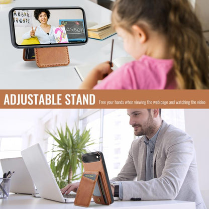 For iPhone Air Fierre Shann Cowhide Vertical Flip Magnetic Card Holder Phone Case(Brown) - iPhone Air Cases by FIERRE SHANN | Online Shopping UK | buy2fix