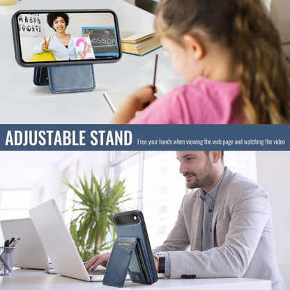 For iPhone Air Fierre Shann Cowhide Vertical Flip Magnetic Card Holder Phone Case(Blue) - iPhone Air Cases by FIERRE SHANN | Online Shopping UK | buy2fix