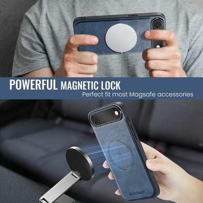 For iPhone Air Fierre Shann Cowhide Vertical Flip Magnetic Card Holder Phone Case(Blue) - iPhone Air Cases by FIERRE SHANN | Online Shopping UK | buy2fix