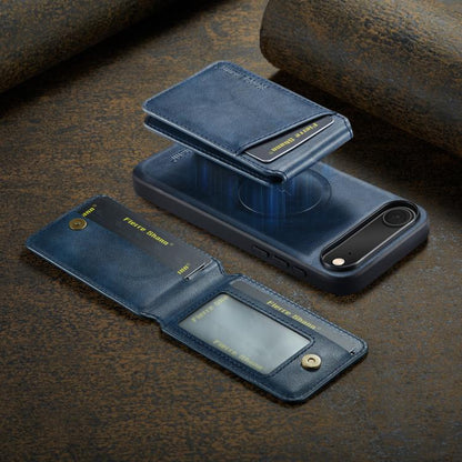 For iPhone Air Fierre Shann Cowhide Vertical Flip Magnetic Card Holder Phone Case(Blue) - iPhone Air Cases by FIERRE SHANN | Online Shopping UK | buy2fix