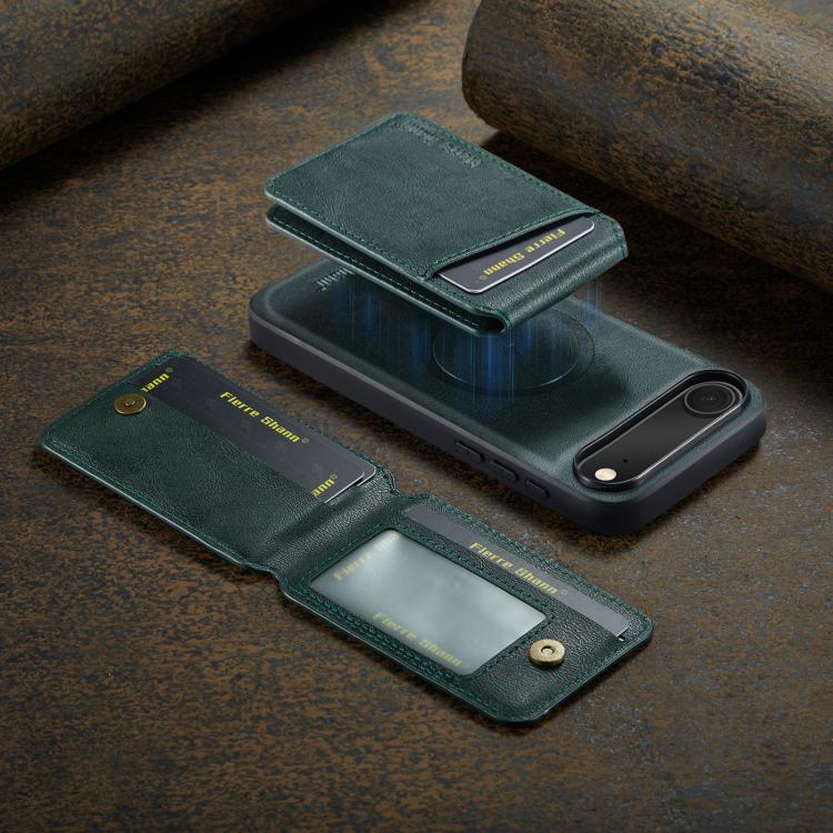 For iPhone 17 Air Fierre Shann Cowhide Vertical Flip Magnetic Card Holder Phone Case(Green) - iPhone 17 Air Cases by FIERRE SHANN | Online Shopping UK | buy2fix