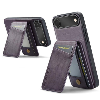 For iPhone 17 Air Fierre Shann Cowhide Vertical Flip Magnetic Card Holder Phone Case(Purple) - iPhone 17 Air Cases by FIERRE SHANN | Online Shopping UK | buy2fix