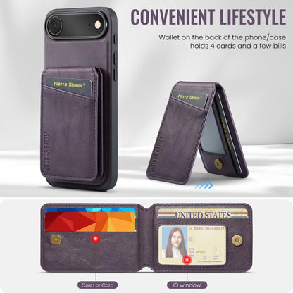 For iPhone 17 Air Fierre Shann Cowhide Vertical Flip Magnetic Card Holder Phone Case(Purple) - iPhone 17 Air Cases by FIERRE SHANN | Online Shopping UK | buy2fix