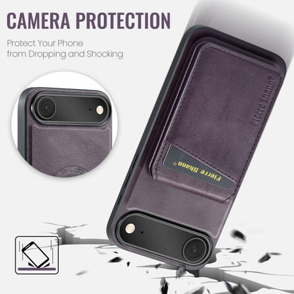 For iPhone 17 Air Fierre Shann Cowhide Vertical Flip Magnetic Card Holder Phone Case(Purple) - iPhone 17 Air Cases by FIERRE SHANN | Online Shopping UK | buy2fix
