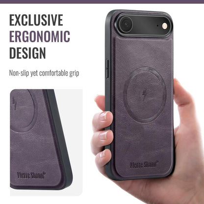 For iPhone 17 Air Fierre Shann Cowhide Vertical Flip Magnetic Card Holder Phone Case(Purple) - iPhone 17 Air Cases by FIERRE SHANN | Online Shopping UK | buy2fix