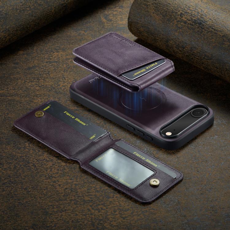 For iPhone 17 Air Fierre Shann Cowhide Vertical Flip Magnetic Card Holder Phone Case(Purple) - iPhone 17 Air Cases by FIERRE SHANN | Online Shopping UK | buy2fix