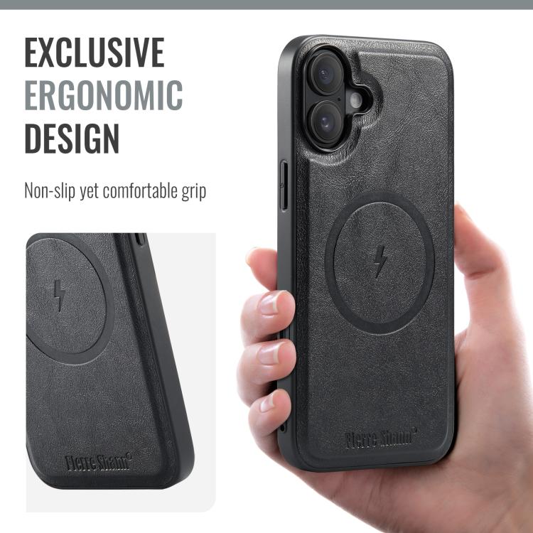 For iPhone 17 Fierre Shann Cowhide Vertical Flip Magnetic Card Holder Phone Case(Black) - iPhone 17 Cases by FIERRE SHANN | Online Shopping UK | buy2fix