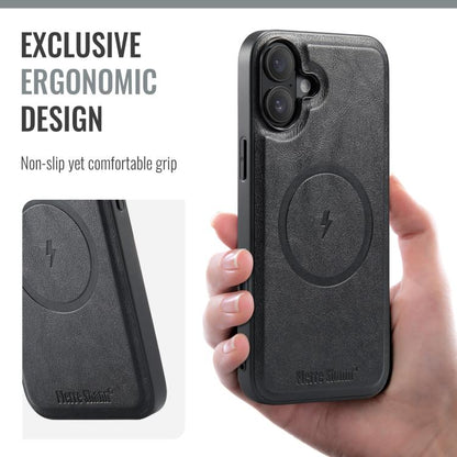 For iPhone 17 Fierre Shann Cowhide Vertical Flip Magnetic Card Holder Phone Case(Black) - iPhone 17 Cases by FIERRE SHANN | Online Shopping UK | buy2fix