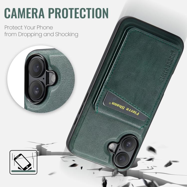 For iPhone 17 Fierre Shann Cowhide Vertical Flip Magnetic Card Holder Phone Case(Green) - iPhone 17 Cases by FIERRE SHANN | Online Shopping UK | buy2fix