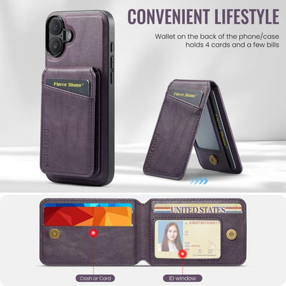 For iPhone 17 Fierre Shann Cowhide Vertical Flip Magnetic Card Holder Phone Case(Purple) - iPhone 17 Cases by FIERRE SHANN | Online Shopping UK | buy2fix