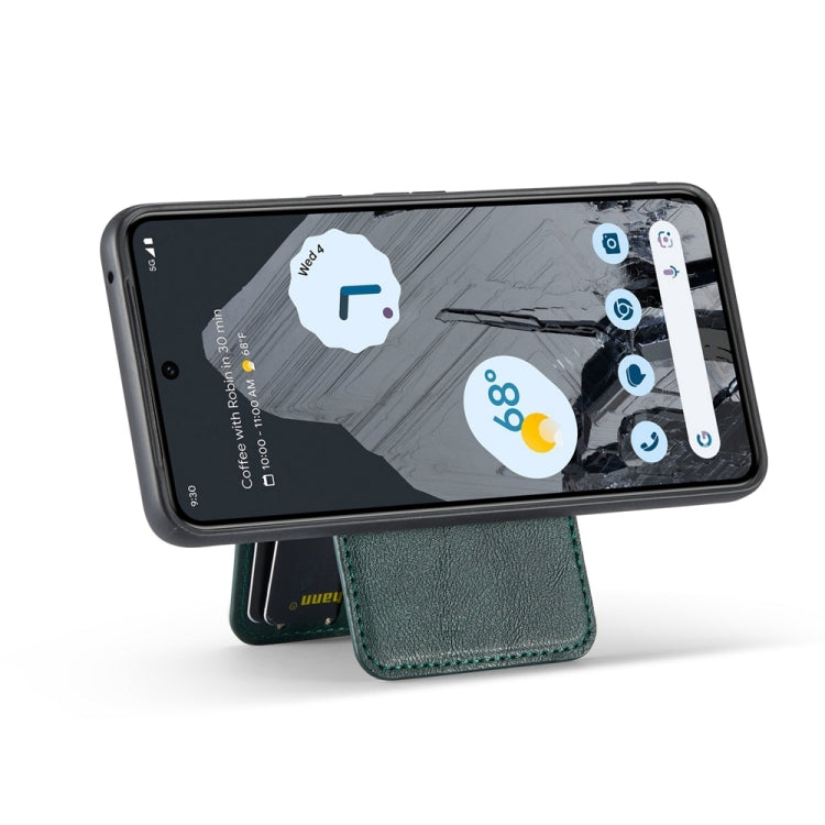 For Google Pixel 7 Fierre Shann Cowhide Vertical Flip Magnetic Card Holder Phone Case(Green) - Google Cases by FIERRE SHANN | Online Shopping UK | buy2fix