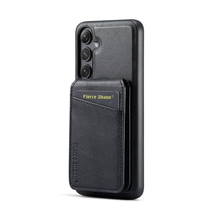 For Samsung Galaxy S23 FE 5G Fierre Shann Cowhide Vertical Flip Magnetic Card Holder Phone Case(Black) - Galaxy S23 FE 5G Cases by FIERRE SHANN | Online Shopping UK | buy2fix