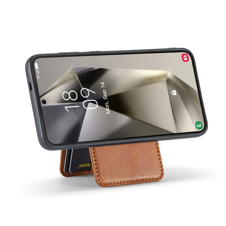 For Samsung Galaxy S23 FE 5G Fierre Shann Cowhide Vertical Flip Magnetic Card Holder Phone Case(Brown) - Galaxy S23 FE 5G Cases by FIERRE SHANN | Online Shopping UK | buy2fix