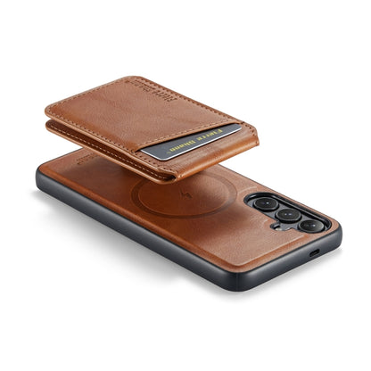 For Samsung Galaxy S23 FE 5G Fierre Shann Cowhide Vertical Flip Magnetic Card Holder Phone Case(Brown) - Galaxy S23 FE 5G Cases by FIERRE SHANN | Online Shopping UK | buy2fix