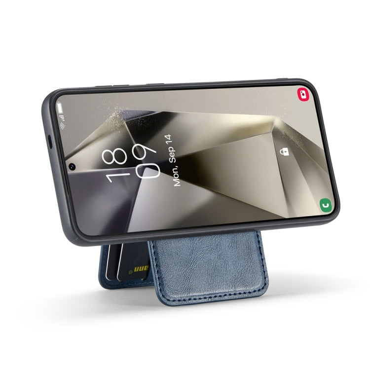 For Samsung Galaxy S23 FE 5G Fierre Shann Cowhide Vertical Flip Magnetic Card Holder Phone Case(Blue) - Galaxy S23 FE 5G Cases by FIERRE SHANN | Online Shopping UK | buy2fix