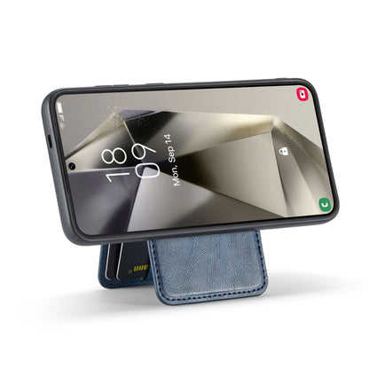 For Samsung Galaxy S23 FE 5G Fierre Shann Cowhide Vertical Flip Magnetic Card Holder Phone Case(Blue) - Galaxy S23 FE 5G Cases by FIERRE SHANN | Online Shopping UK | buy2fix