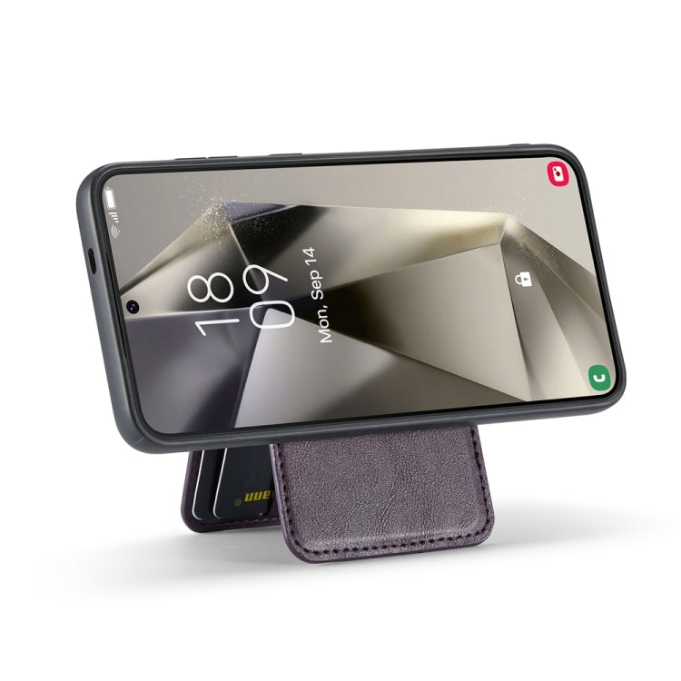 For Samsung Galaxy S23 FE 5G Fierre Shann Cowhide Vertical Flip Magnetic Card Holder Phone Case(Purple) - Galaxy S23 FE 5G Cases by FIERRE SHANN | Online Shopping UK | buy2fix