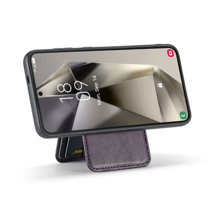 For Samsung Galaxy S23 FE 5G Fierre Shann Cowhide Vertical Flip Magnetic Card Holder Phone Case(Purple) - Galaxy S23 FE 5G Cases by FIERRE SHANN | Online Shopping UK | buy2fix