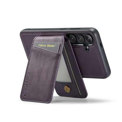 For Samsung Galaxy S23 FE 5G Fierre Shann Cowhide Vertical Flip Magnetic Card Holder Phone Case(Purple) - Galaxy S23 FE 5G Cases by FIERRE SHANN | Online Shopping UK | buy2fix