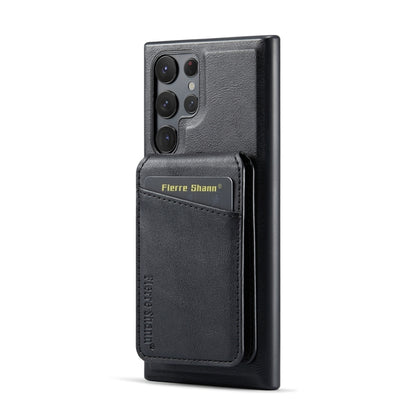 For Samsung Galaxy S23 Ultra 5G Fierre Shann Cowhide Vertical Flip Magnetic Card Holder Phone Case(Black) - Galaxy S23 Ultra 5G Cases by FIERRE SHANN | Online Shopping UK | buy2fix
