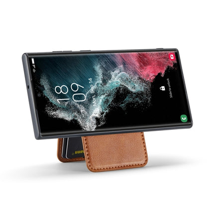 For Samsung Galaxy S23 Ultra 5G Fierre Shann Cowhide Vertical Flip Magnetic Card Holder Phone Case(Brown) - Galaxy S23 Ultra 5G Cases by FIERRE SHANN | Online Shopping UK | buy2fix