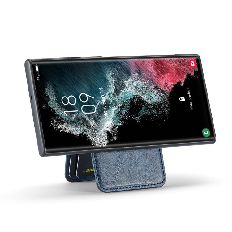 For Samsung Galaxy S23 Ultra 5G Fierre Shann Cowhide Vertical Flip Magnetic Card Holder Phone Case(Blue) - Galaxy S23 Ultra 5G Cases by FIERRE SHANN | Online Shopping UK | buy2fix