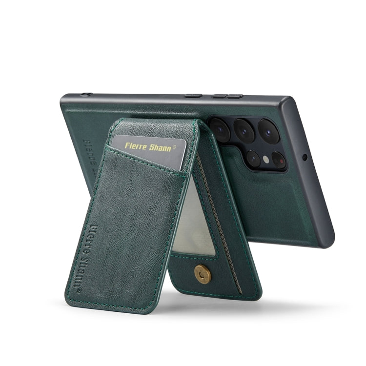 For Samsung Galaxy S23 Ultra 5G Fierre Shann Cowhide Vertical Flip Magnetic Card Holder Phone Case(Green) - Galaxy S23 Ultra 5G Cases by FIERRE SHANN | Online Shopping UK | buy2fix