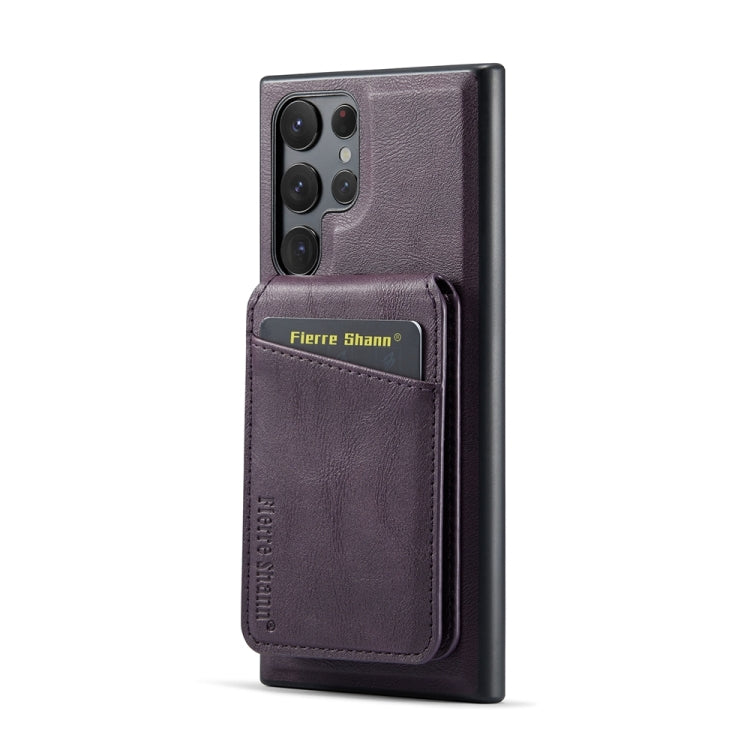 For Samsung Galaxy S23 Ultra 5G Fierre Shann Cowhide Vertical Flip Magnetic Card Holder Phone Case(Purple) - Galaxy S23 Ultra 5G Cases by FIERRE SHANN | Online Shopping UK | buy2fix