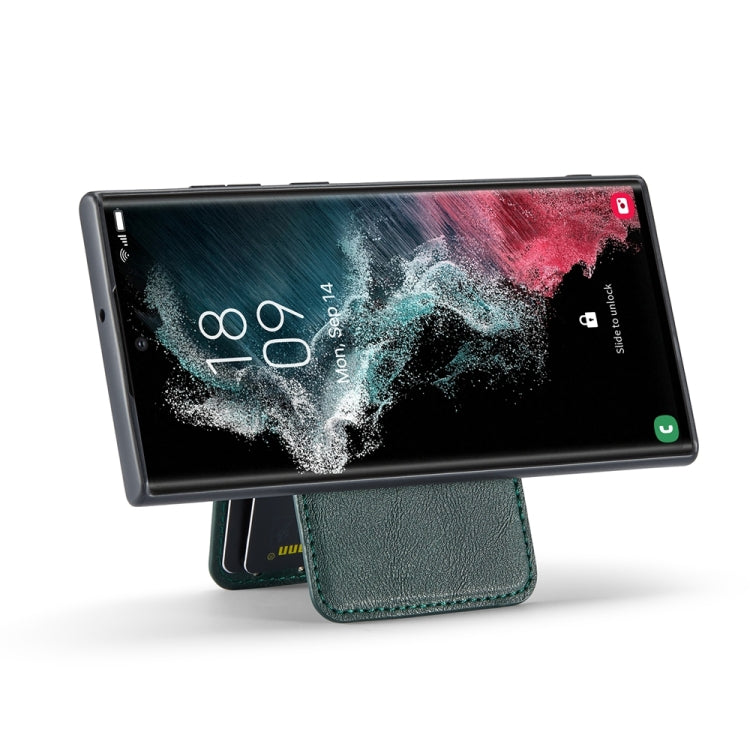 For Samsung Galaxy S22 Ultra 5G Fierre Shann Cowhide Vertical Flip Magnetic Card Holder Phone Case(Green) - Galaxy S22 Ultra 5G Cases by FIERRE SHANN | Online Shopping UK | buy2fix