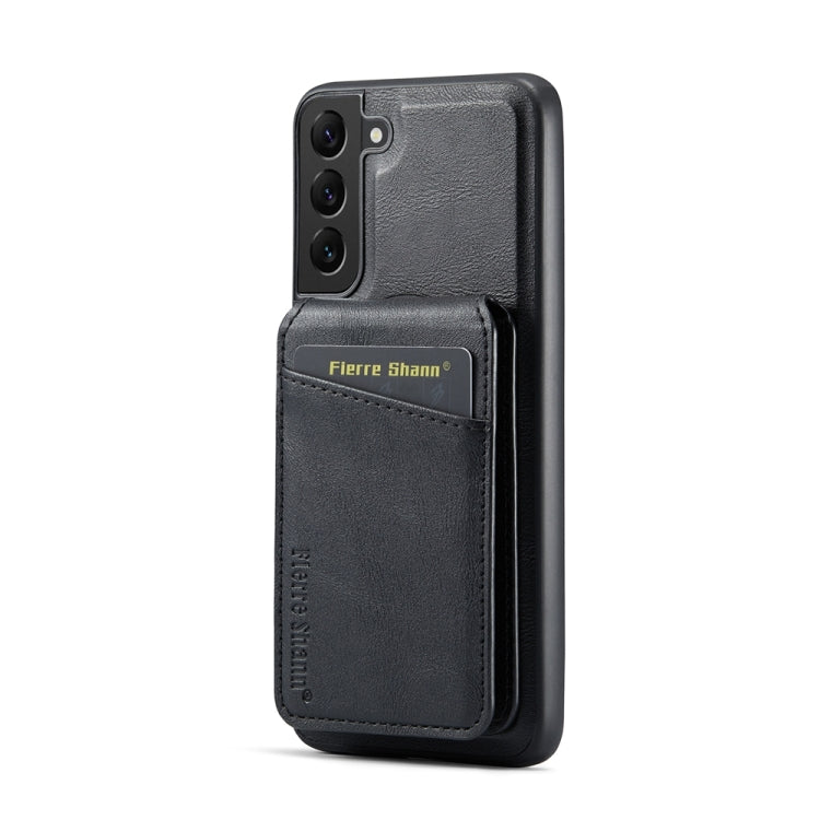 For Samsung Galaxy S22 5G Fierre Shann Cowhide Vertical Flip Magnetic Card Holder Phone Case(Black) - Galaxy S22 5G Cases by FIERRE SHANN | Online Shopping UK | buy2fix