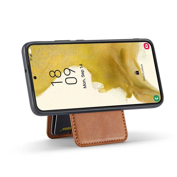 For Samsung Galaxy S22 5G Fierre Shann Cowhide Vertical Flip Magnetic Card Holder Phone Case(Brown) - Galaxy S22 5G Cases by FIERRE SHANN | Online Shopping UK | buy2fix