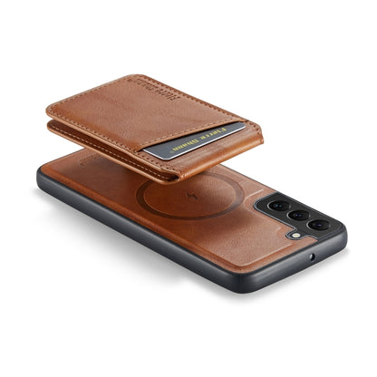For Samsung Galaxy S22 5G Fierre Shann Cowhide Vertical Flip Magnetic Card Holder Phone Case(Brown) - Galaxy S22 5G Cases by FIERRE SHANN | Online Shopping UK | buy2fix