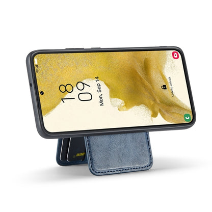 For Samsung Galaxy S22 5G Fierre Shann Cowhide Vertical Flip Magnetic Card Holder Phone Case(Blue) - Galaxy S22 5G Cases by FIERRE SHANN | Online Shopping UK | buy2fix