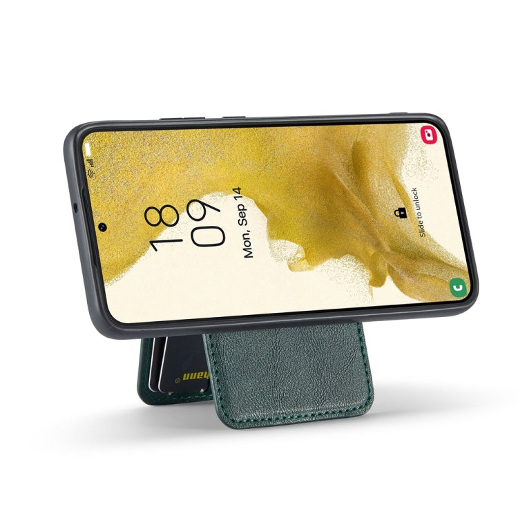 For Samsung Galaxy S22 5G Fierre Shann Cowhide Vertical Flip Magnetic Card Holder Phone Case(Green) - Galaxy S22 5G Cases by FIERRE SHANN | Online Shopping UK | buy2fix