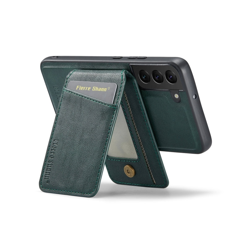 For Samsung Galaxy S22 5G Fierre Shann Cowhide Vertical Flip Magnetic Card Holder Phone Case(Green) - Galaxy S22 5G Cases by FIERRE SHANN | Online Shopping UK | buy2fix