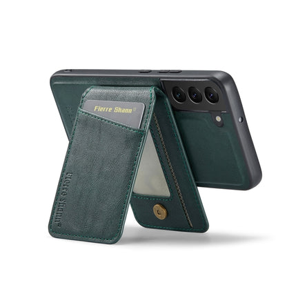 For Samsung Galaxy S22 5G Fierre Shann Cowhide Vertical Flip Magnetic Card Holder Phone Case(Green) - Galaxy S22 5G Cases by FIERRE SHANN | Online Shopping UK | buy2fix