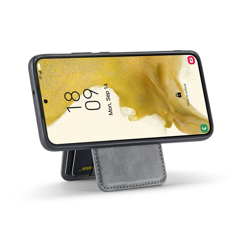 For Samsung Galaxy S22 5G Fierre Shann Cowhide Vertical Flip Magnetic Card Holder Phone Case(Grey) - Galaxy S22 5G Cases by FIERRE SHANN | Online Shopping UK | buy2fix